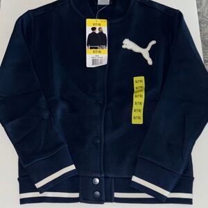 Puma Kids Dark Blue Jacket with White Accents